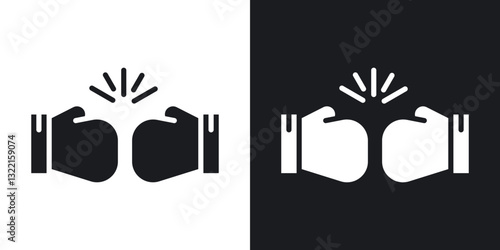 Two boxing gloves icons in solid black and white collection