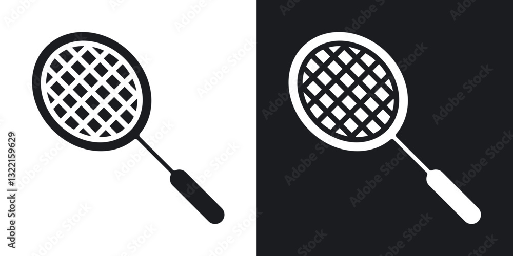 Tennis racket icons in solid black and white collection Tennis racket icons in solid black and white collection