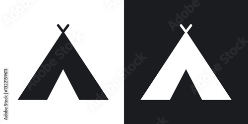 Tepee icons in solid black and white collection