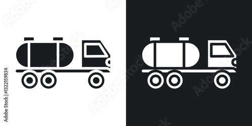 Tank truck icons in solid black and white collection