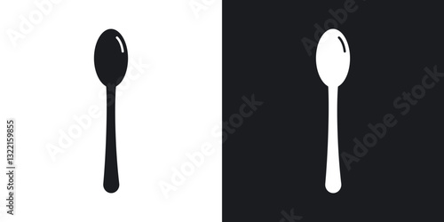 Tablespoon icons in solid black and white collection