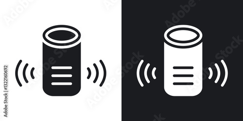 Smart speaker icons in solid black and white collection
