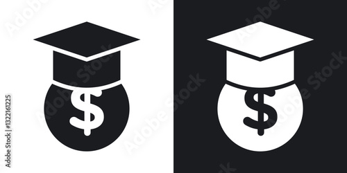 Scholarship icons in solid black and white collection