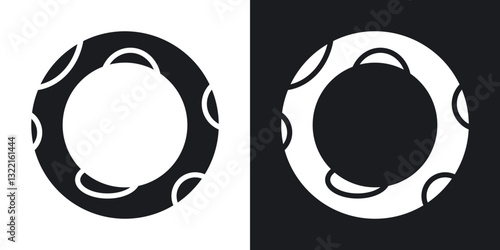 Rubber ring icons in solid black and white collection