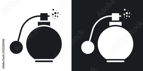Round perfume bottle icons in solid black and white collection