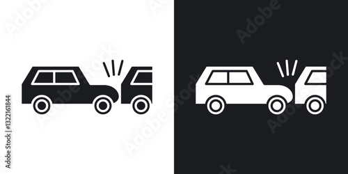 Rear end collision icons in solid black and white collection