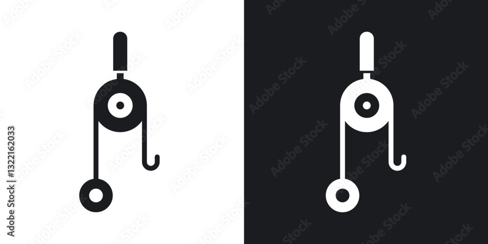 Pulley icons in solid black and white collection Pulley icons in solid black and white collection