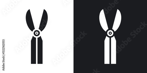 Pruning shears icons in solid black and white collection