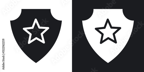 Police badge icons in solid black and white collection