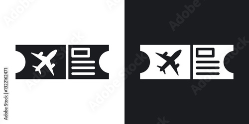 Plane ticket icons in solid black and white collection