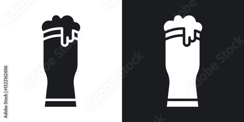 Pint of beer icons in solid black and white collection