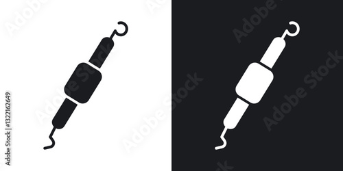 Periodontal scaler icons in solid black and white collection