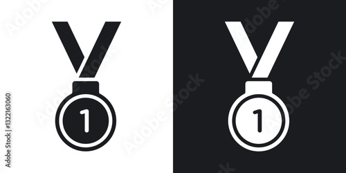 Number one medal icons in solid black and white collection