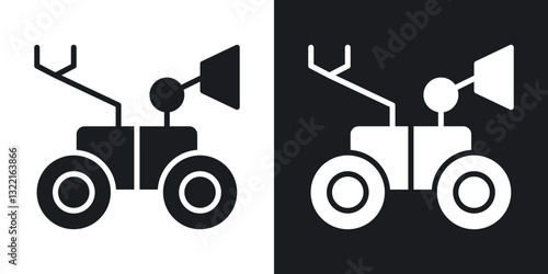 Mars rover icons in solid black and white collection