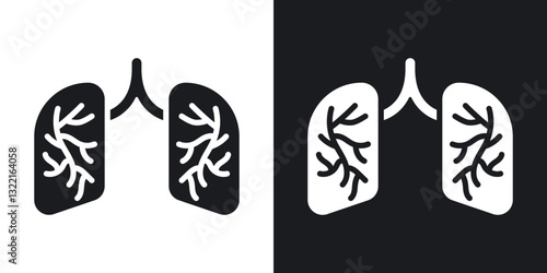 Lungs icons in solid black and white collection