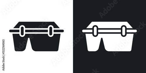 Lunch box icons in solid black and white collection