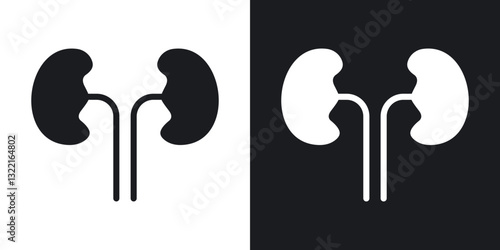 Kidney icons in solid black and white collection