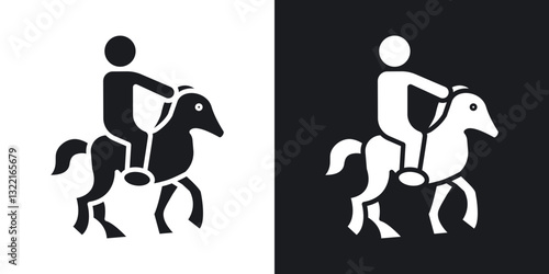 Horse riding icons in solid black and white collection