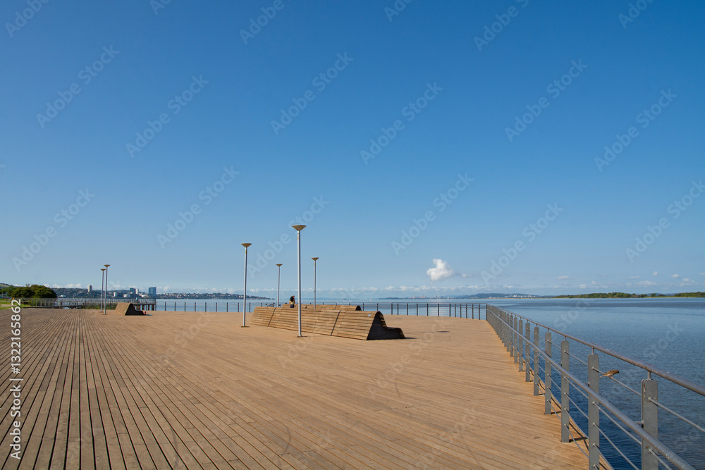 Fototapeta premium Porto Alegre, Rio Grande do Sul. Brazil -Moacyr Scliar Park and - New Guaiba Revitalized Waterfront or Orla do Guaiba