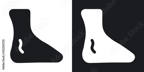 Foot side view icons in solid black and white collection