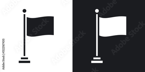 Flag icons in solid black and white collection