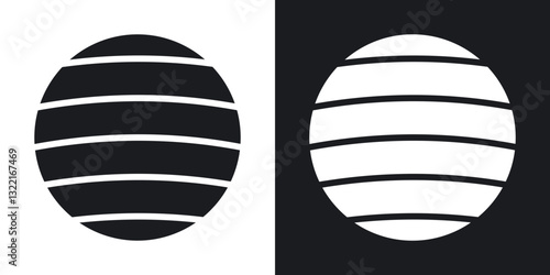 Fitness Ball icons in solid black and white collection