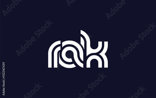 RAK Creative Unique Modern Letter Logo Design. Stylized logo featuring a unique letter design, presenting abstract minimalist aesthetics and modern appeal.