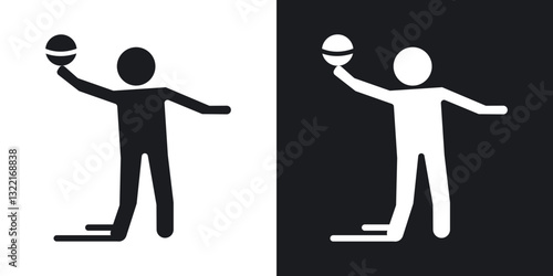 Dodgeball icons in solid black and white collection