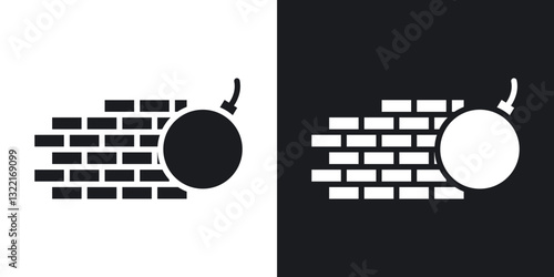 demolition icons in solid black and white collection