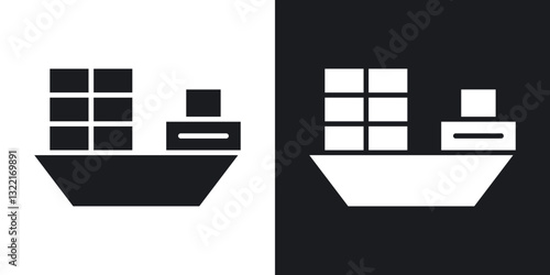 Container ship icons in solid black and white collection