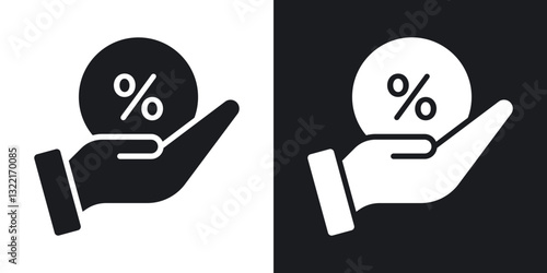 Commission icons in solid black and white collection