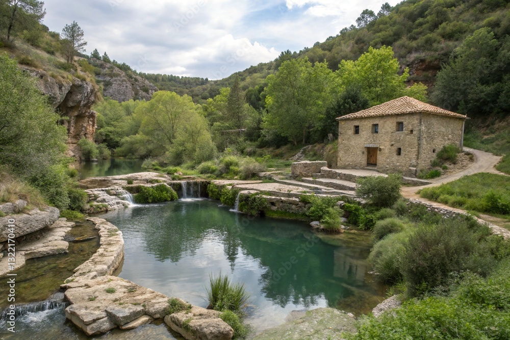 There is a beautiful river flowing gently through a lush and vibrant green forest area nearby There is a beautiful river flowing gently through a lush and vibrant green forest area nearby