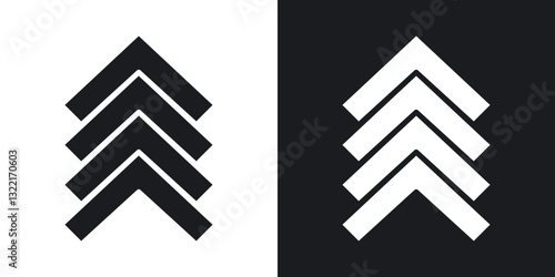 Chevrons icons in solid black and white collection