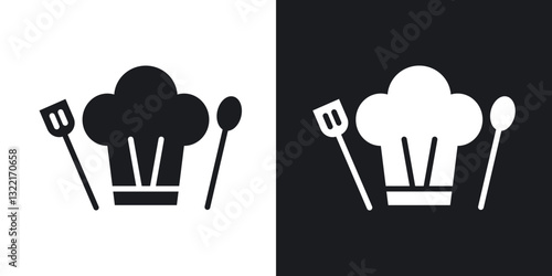 Chef hat icons in solid black and white collection