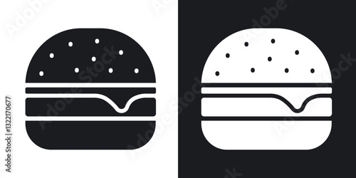 Cheese burger icons in solid black and white collection