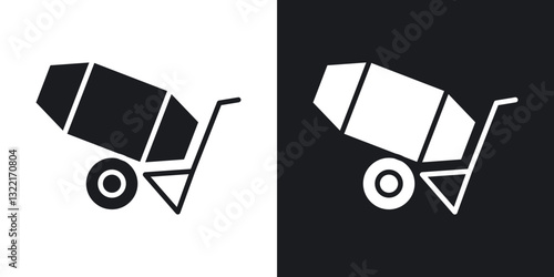 Cement mixers icons in solid black and white collection