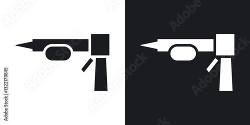 Caulk gun icons in solid black and white collection