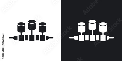 Car crankshaft icons in solid black and white collection