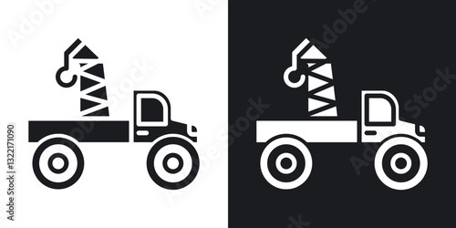 Car crane icons in solid black and white collection