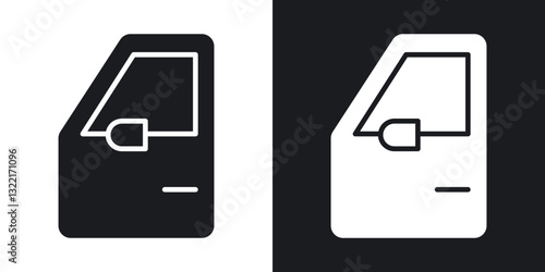 Car door icons in solid black and white collection
