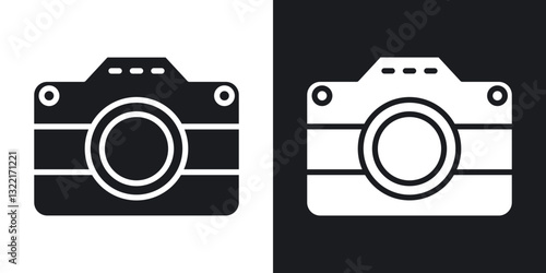 Camera icons in solid black and white collection
