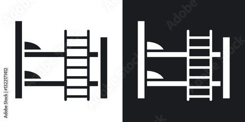 Bunk bed icons in solid black and white collection