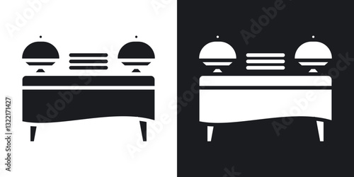 Buffet icons in solid black and white collection