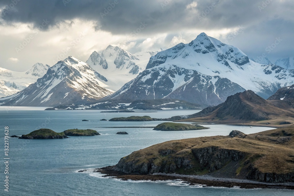 A beautiful view of a calm water body set against majestic mountains in the background