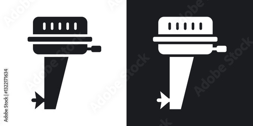Boat Engine icons in solid black and white collection
