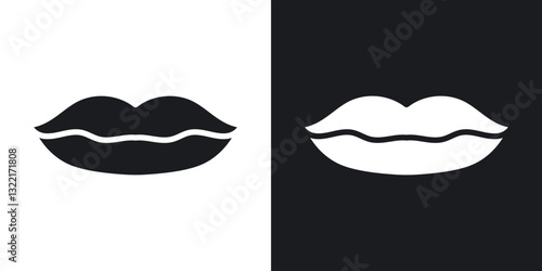 Big lips icons in solid black and white collection