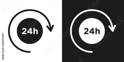 24 hours icons in solid black and white collection