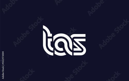 TAS Creative Unique Modern Letter Logo Design. Stylized logo featuring a unique letter design, presenting abstract minimalist aesthetics and modern appeal.