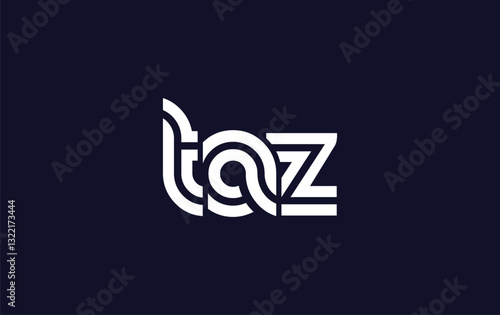 TAZ Creative Unique Modern Letter Logo Design. Stylized logo featuring a unique letter design, presenting abstract minimalist aesthetics and modern appeal.