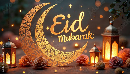 eid mubarak candles and decorations background